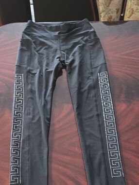 LG Black Leggings with Silver Studded Side Trim